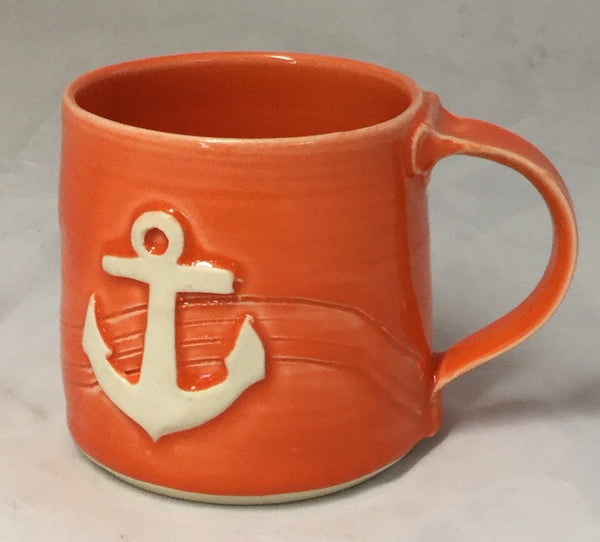 Anchor Mug - Orange - Poterie Ginette Arsenault - 14