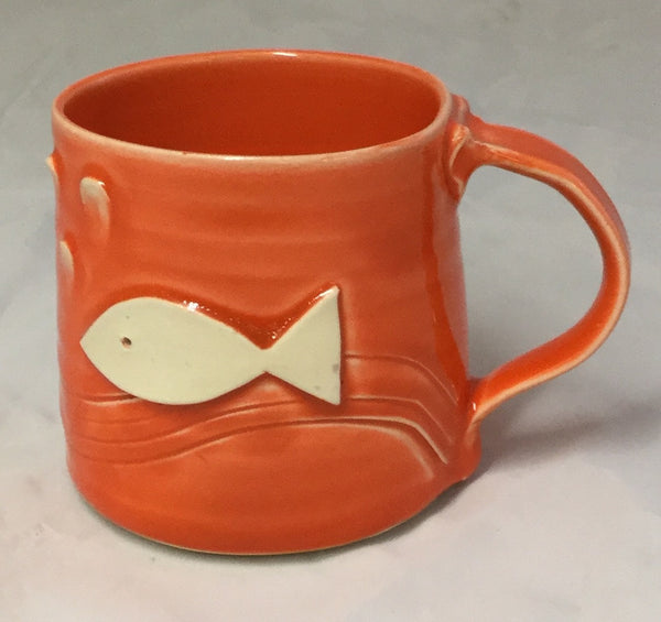 Fish Mug - Orange - Poterie Ginette Arsenault - 12